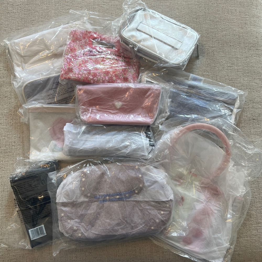 Vintage Avon Cosmetic Bags Lot 10pc New in Packaging Floral Metallic Organizer